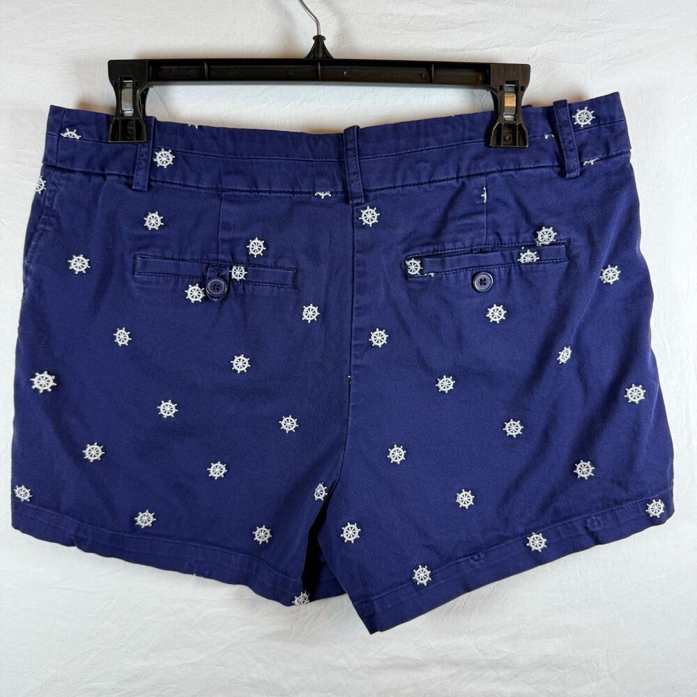 Telluride Clothing Co Navy Ship Wheel Embroidered Chino Shorts Size 10 - Picture 2 of 5